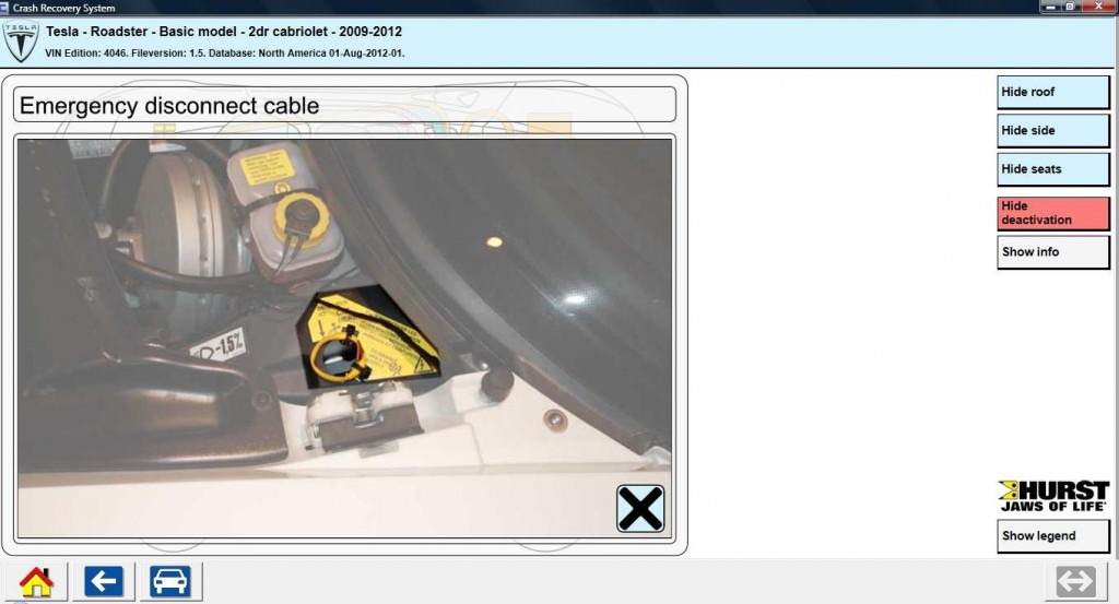 Tesla Roadster Emergency Disconnect Cable Extrication